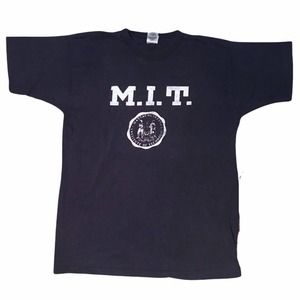 MIT Navy distressed logo college university T XL